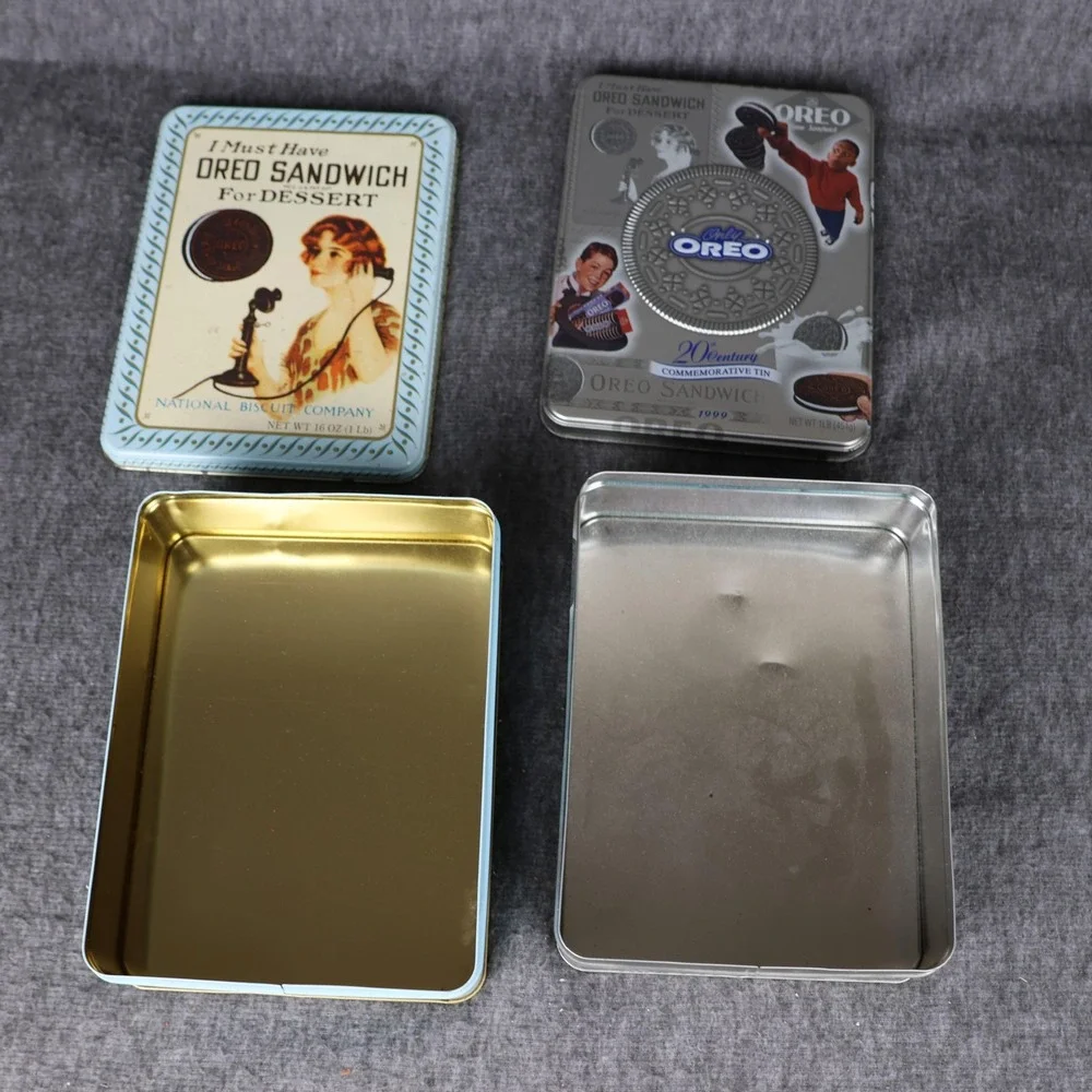 Oreo Sandwich Cookie Tin Canisters Set Of 2 Blue 1918 1999 Commemorative